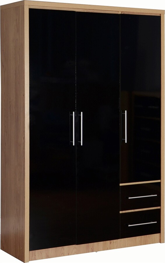 Dunelm Seville Triple 2 Drawer Wardrobe Black and Brown ShopStyle Chests