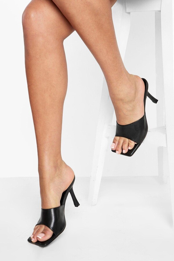 wide width heeled mules