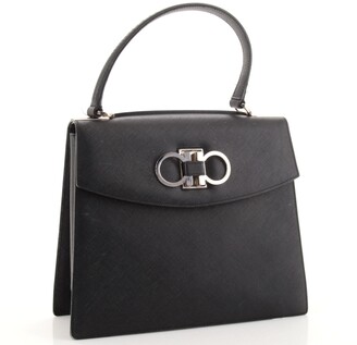 Ferragamo Double Gancini Top Handle Bag Saffiano Leather Small - ShopStyle