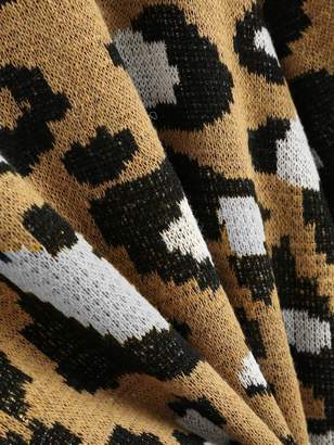 Shein Plus Contrast Trim Leopard Sweater