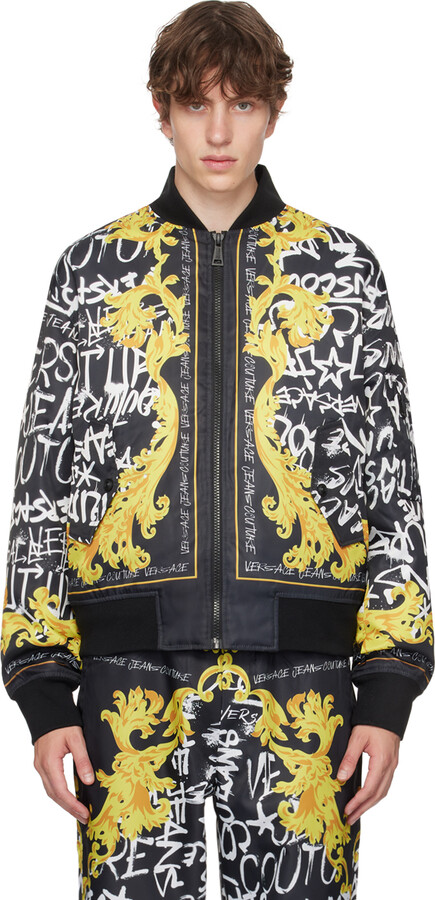 Versace Jeans Couture Black Graffiti Bomber Jacket - ShopStyle