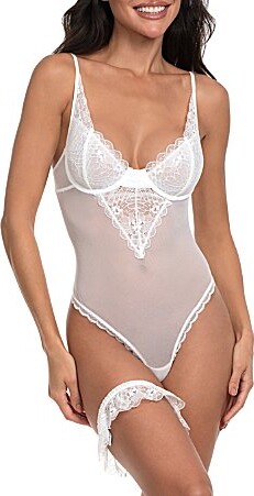 Jonquil Sexy Two-Piece Underwire Teddy With Garter Lingerie Set