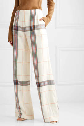 Roland Mouret Tayport Checked Woven Wide-leg Pants - Ivory