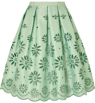 J.Crew Embroidered Duchesse-satin Midi Skirt - Mint