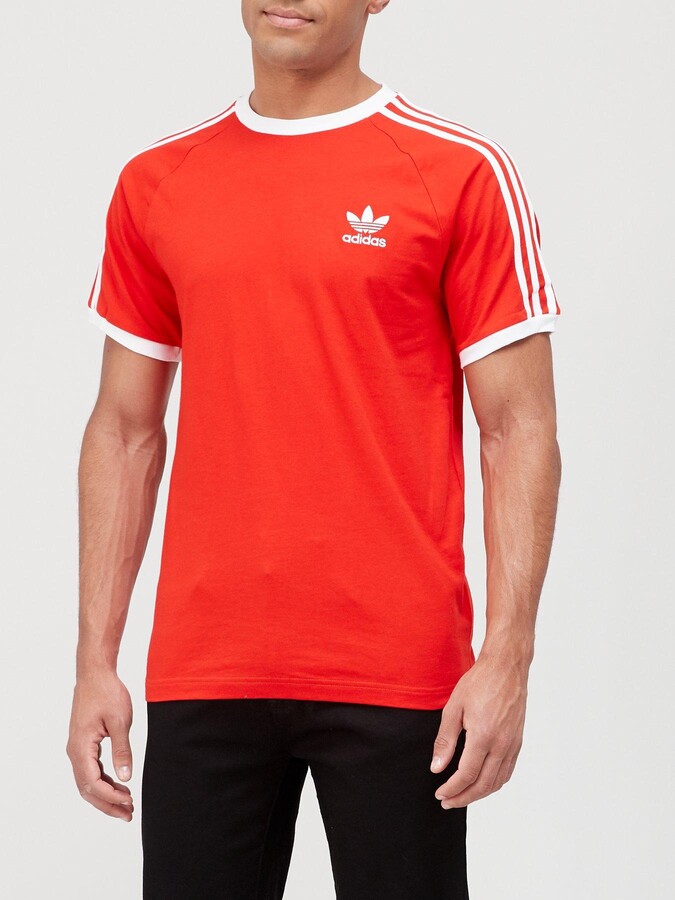 adidas California 3-Stripe T-Shirt - Red - ShopStyle