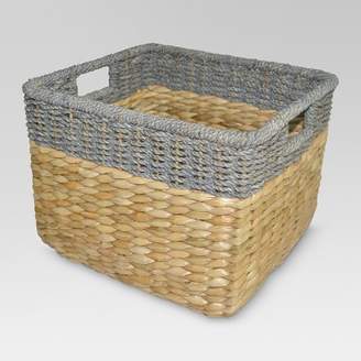 Threshold Seagrass Rectangular Wicker Storage Basket with Gray Trim 11"x14.5" - ThresholdTM