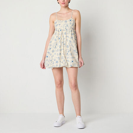 Arizona Bubble Hem Womens Sleeveless Juniors Fit + Flare Dress
