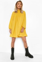 Thumbnail for your product : boohoo Shirred High Neck Smock Dress