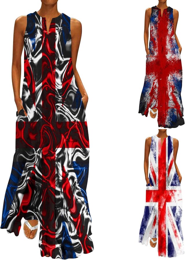 British Flag Union Jack Swing Dress Ladies Sequin Union Jack Dress