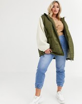 Thumbnail for your product : ASOS DESIGN Curve quilted jacket with borg sleeves
