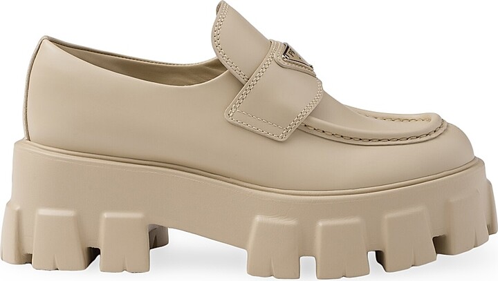 Prada Beige Chunky Loafers Prada Monolith Loafers ShopStyle