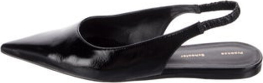 Proenza Schouler Leather Slingback Flats Black Pointed-Toes Elasticized Straps Designer