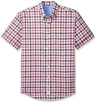 Izod Men's Big and Tall Saltwater Dockside Chambray Plaid Short Sleeve Shirt