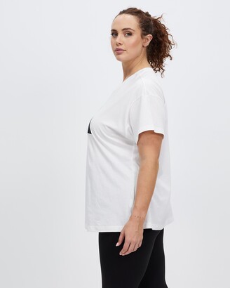 adidas Women's White Short Sleeve T-Shirts Sportswear Three Bar T-Shirt