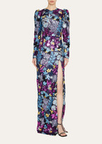 Thumbnail for your product : J. Mendel Floral-Embroidered Sequined Column Gown