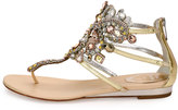 Thumbnail for your product : Rene Caovilla Jewel-Embellished Flat Thong Sandal, Platinum/Rose Gold