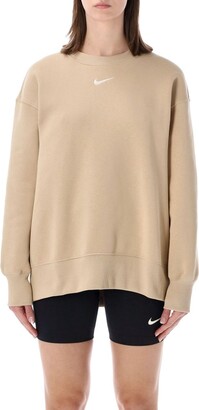 nike mini swoosh oversized boxy sweatshirt in black