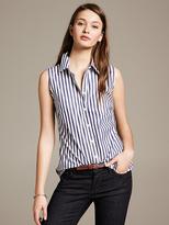 Thumbnail for your product : Banana Republic Fitted Non-Iron Striped Sleeveless Shirt
