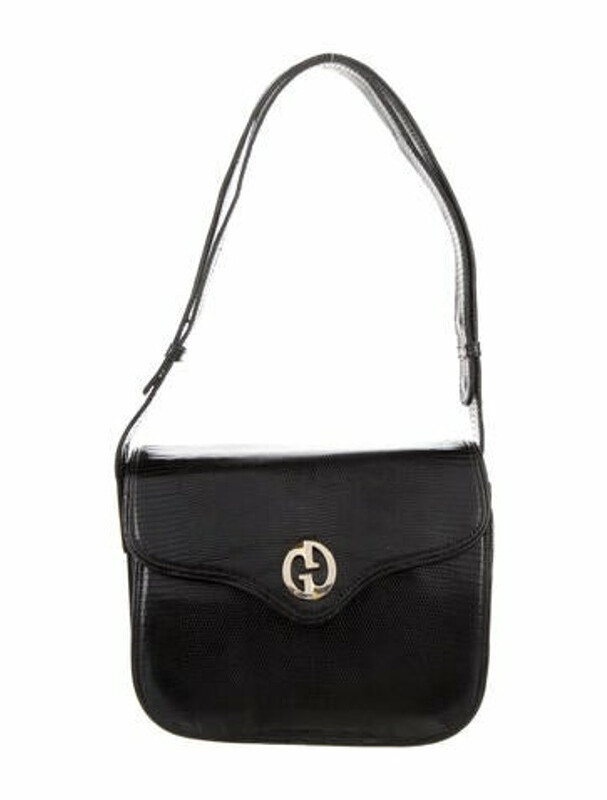 Gucci Vintage 1973 Lizard Shoulder Bag Black ShopStyle