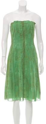 Akris Strapless Printed Dress Green Strapless Printed Dress
