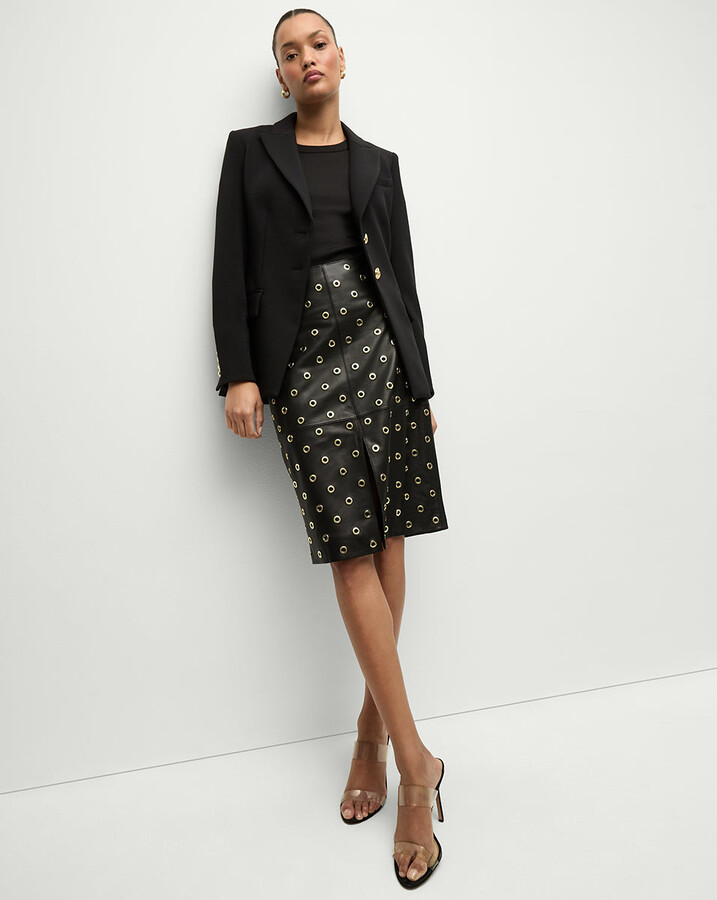 Anderson Leather Grommet Skirt Black Gold