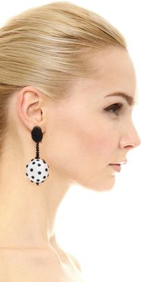Oscar de la Renta Polka Dot Clip On Sequin Earrings