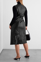 Thumbnail for your product : Iris & Ink Fréderique wrap-effect leather midi dress