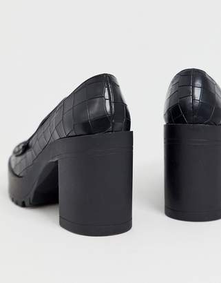 London Rebel chunky platform shoes in black croc