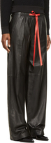 Thumbnail for your product : Alexander Wang Black Leather Wide Leg Contrast Drawstring Pants