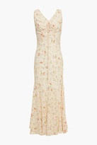 Thumbnail for your product : ALEXACHUNG Gathered printed crepe de chine midi dress