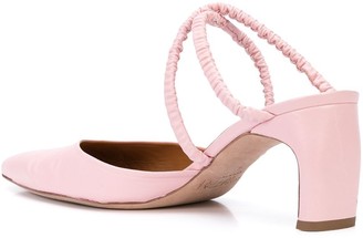 Rosetta Getty Heeled Ruched-Strap Mules