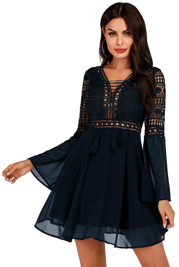 navy lace sleeves