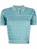 Thumbnail for your product : M Missoni Ribbed-Knit Cropped Polo Shirt