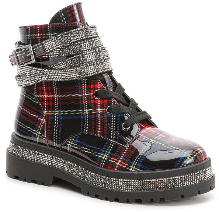 plaid combat boots
