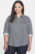 Thumbnail for your product : Foxcroft Shaped Bow Tie Print Cotton Shirt (Plus Size)