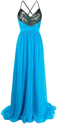Pucci Sequinned Neckline Long Dress