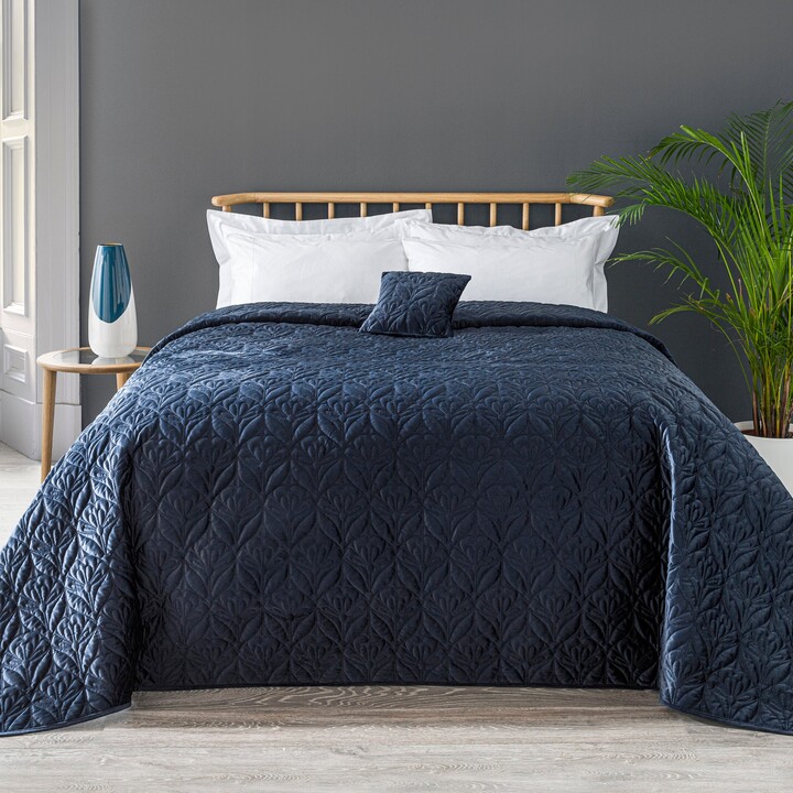 Dunelm Stem Velvet Bedspread Navy Blue ShopStyle Quilts & Coverlets