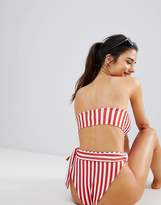 Thumbnail for your product : PrettyLittleThing Striped Bandeau Bikini Top