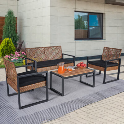 Ebern Designs Mondy 4 - Person Outdoor Seating Group with Cushions