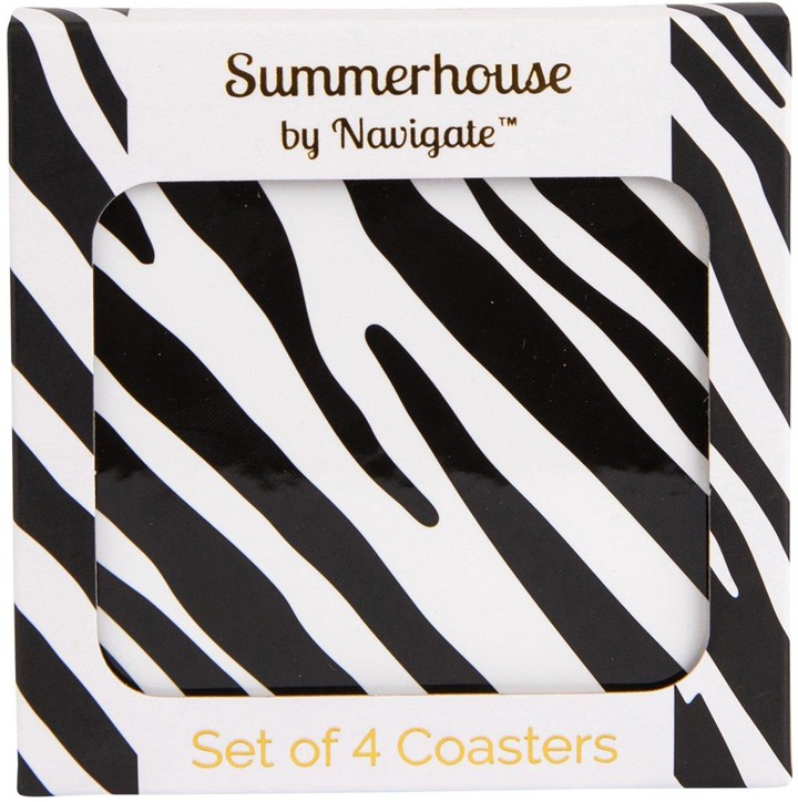 Summerhouse By Navigate Madagascar Zebra Stripe Coasters Set of 4