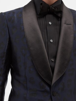 Tom Ford Atticus Leopard-jacquard Satin Tuxedo Jacket - Blue Multi