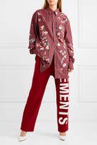 Thumbnail for your product : Vetements Oversized Appliquéd Checked Cotton Shirt - Red