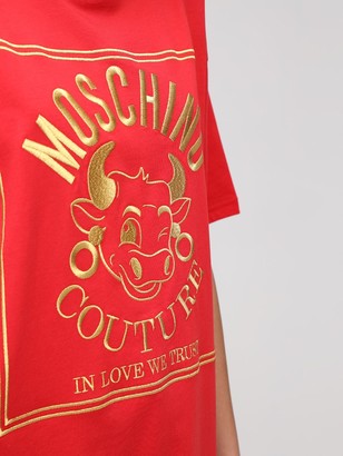 Moschino Logo Embroidered Cotton Jersey T-shirt