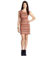 Thumbnail for your product : Donna Morgan burgundy and marigold wave striped cap sleeve stretch dress