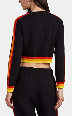 Opening Ceremony Women's Striped Cotton-Blend Crop Sweater - Black