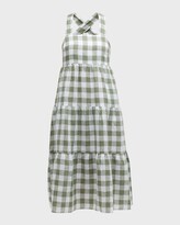 Thumbnail for your product : Vitamin A Canyon Linen Checked Tiered Midi Dress