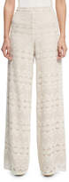 Thumbnail for your product : Alice + Olivia Athena Embroidered Flared Wide-Leg Silk Pants, Multi