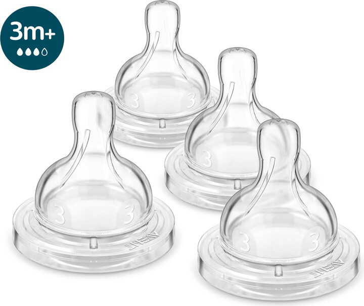 Philips Avent Anti-colic Baby Bottle Flow 3 Nipple, 4pk, SCY763/04