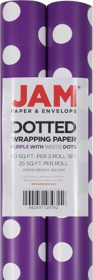 JAM Paper & Envelope 2ct Matte Gift Wrap Rolls Purple