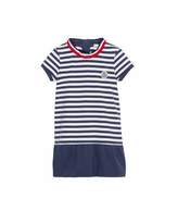 Thumbnail for your product : Moncler Short-Sleeve Striped Jersey Dress, Blue, Size 8-10